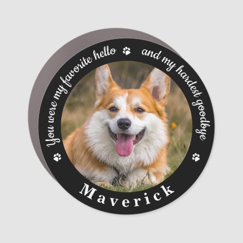 Custom Favorite Hello Pet Dog Memorial Photo Car Magnet