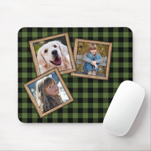 Custom Favorite Photos Green Black Check Pattern