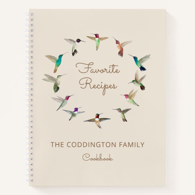 Custom Favorite Recipes California Hummingbirds Notebook (Front)