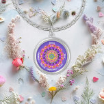 Custom February Birth Month Flower Mandala Art Silver Plated Necklace<br><div class="desc">Embrace the beauty of your February birth month with this custom birth month flower necklace. Showcasing the delightful and vibrant primrose and violet, it's a stunning piece that celebrates your unique personality. As a February baby, you possess a special blend of qualities of being artistic, imaginative, and compassionate. I have...</div>