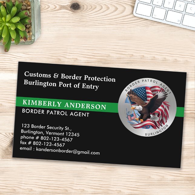 Custom Federal Military Border Patrol Agent Logo Business Card (Creator Uploaded)