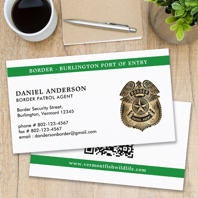 Custom Federal Police Border Patrol Agent QR Code Business Card (Creator Uploaded)