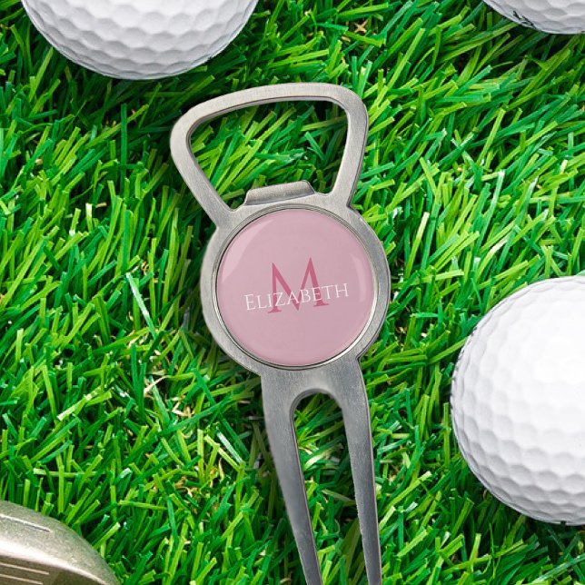 Custom Feminine Pink Monogram Modern Golf Divot Tool (Custom Feminine Pink Monogram Modern Golf Divot Tool)