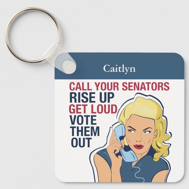 Custom Feminist Political Activist Democrat Woman Keychain (Front)