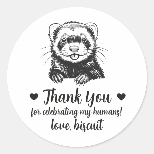 Custom Ferret Wedding Favor Stickers (Front)