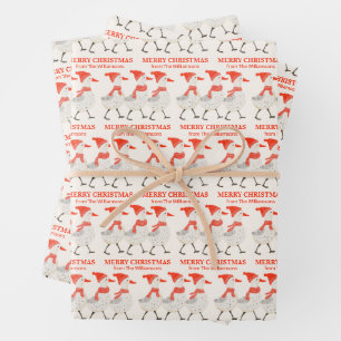 Custom Festive Christmas Ducks Family Name Wrapping Paper Sheets