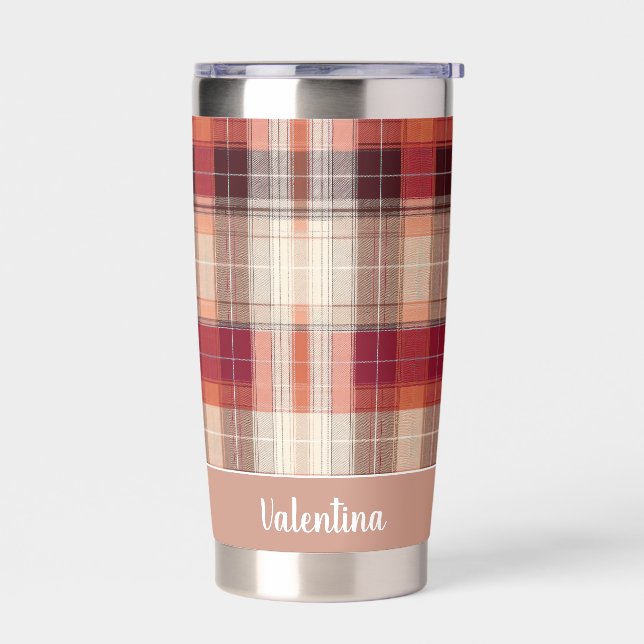 Custom Festive Gingham Style Pattern Insulated Tumbler (Left)