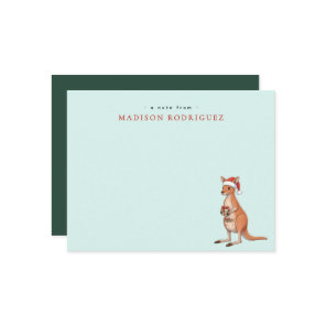 Custom Festive Kangaroo With Santa Hat Christmas Note Card