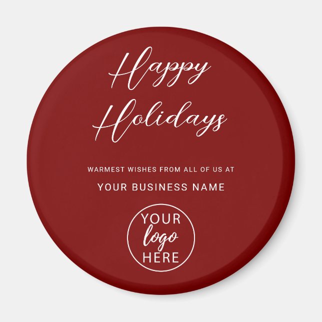 Custom Festive Red Business Logo Magnet (Front)