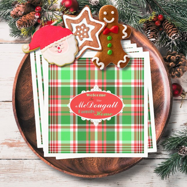 Custom Festive Red Green White Christmas Holiday Napkins (Creator Uploaded)