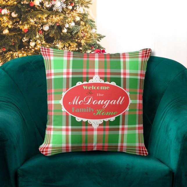 Custom Festive Red Green White Christmas Holiday Throw Pillow (Creator Uploaded)