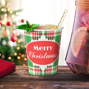 Custom Festive Red Green White Christmas Party Paper Cups