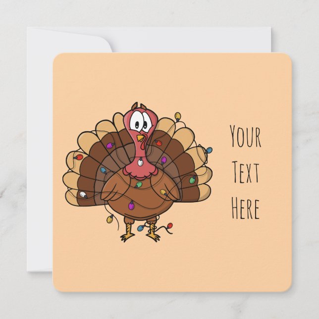 Custom Festive Turkey with String Lights Save The Date (Front)