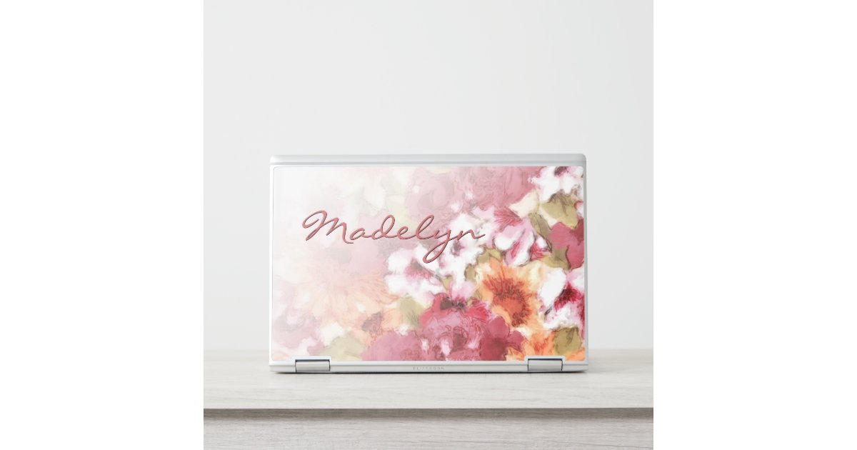 Custom Field Flowers Pattern Watercolor Art HP Laptop Skin | Zazzle