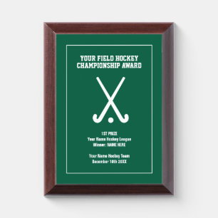 Custom field hockey championship sports award plaque