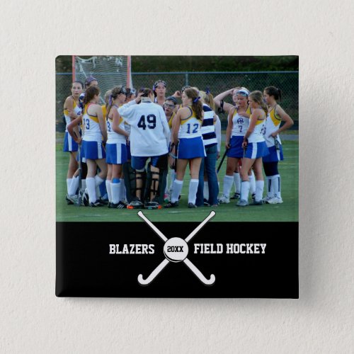 Custom Field Hockey Photo Collage Name Team Number Button