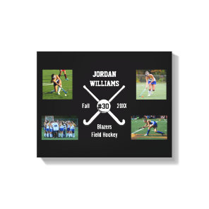 Custom Field Hockey Photo Collage Name Team Number Canvas Print