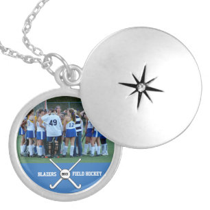 Custom Field Hockey Photo Collage Name Team Number Locket Necklace