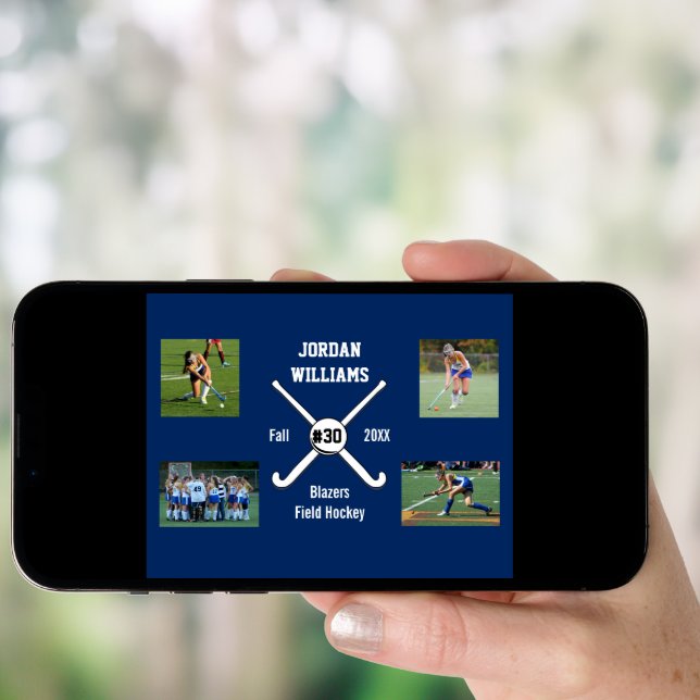 Custom Field Hockey Photo Collage Name Team Number Poster (Front Digital)