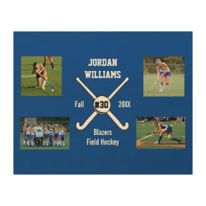 Custom Field Hockey Photo Collage Name Team Number Wood Wall Decor