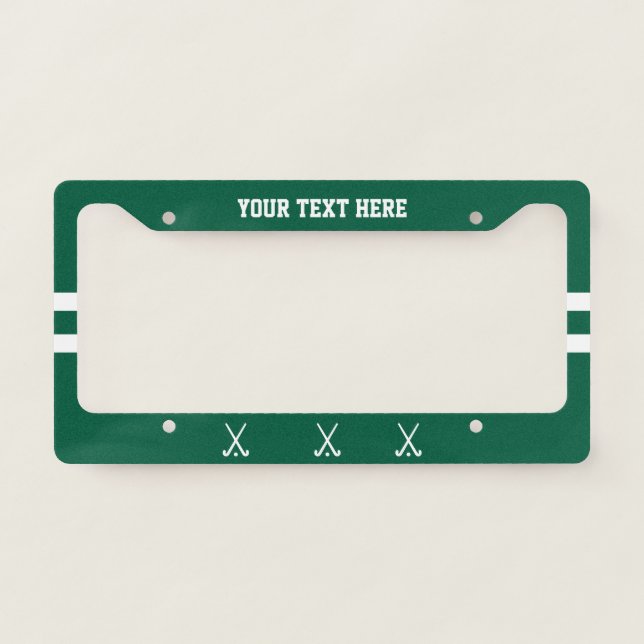 Custom field hockey sports car license plate frame (Front)