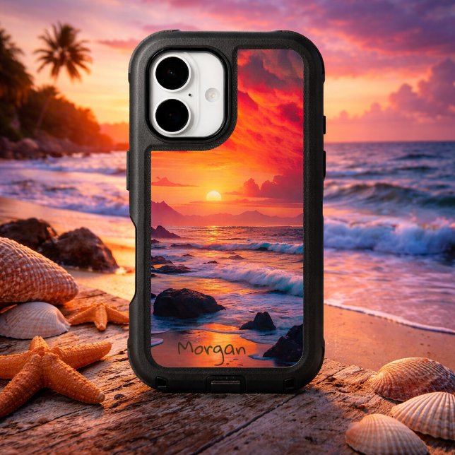 Custom Fiery Sunset Coastline – Ocean Cliffs Otterbox iPhone Case (Creator Uploaded)