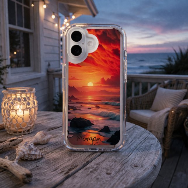 Custom Fiery Sunset Coastline – Ocean Cliffs Speck iPhone Case (Creator Uploaded)