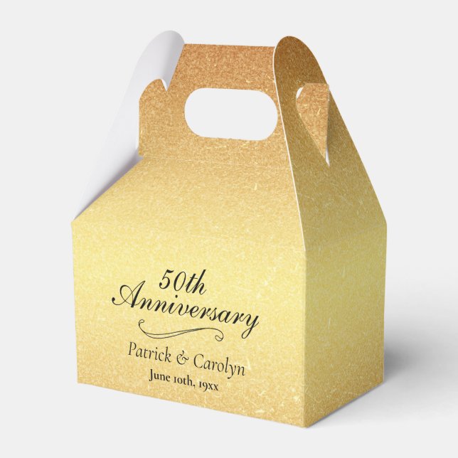 Custom Fiftieth Anniversary Golden  Favor Box (Front Side)
