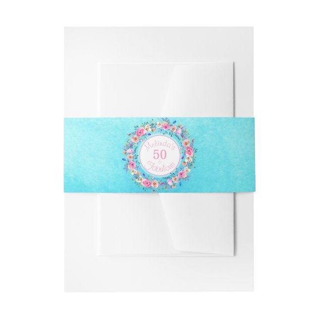 Custom Fifty and Fabulous 50th Birthday Party Invitation Belly Band (Front Example)