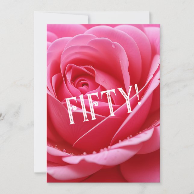 CUSTOM FIFTY BIRTHDAY RED ROSE FLOWER  INVITATION (Front)