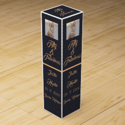 Custom Fifty &amp; Fabulous Gold Name Wine Gift Box