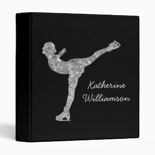 Custom Figure Skating Ice Skating Silver Shimmer 3 Ring Binder