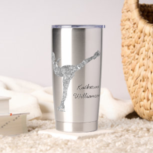 Custom Figure Skating Ice Skating Silver Shimmer Insulated Tumbler