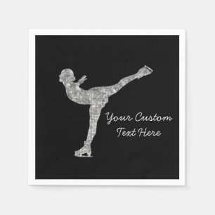 Custom Figure Skating Ice Skating Silver Shimmer Napkins