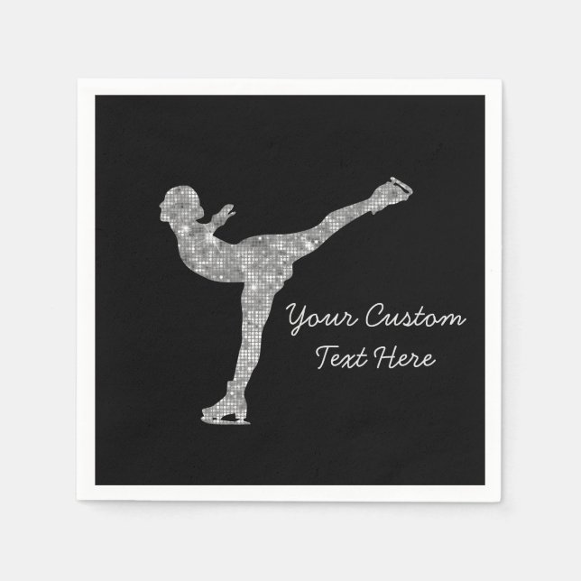 Custom Figure Skating Ice Skating Silver Shimmer Napkins (Front)