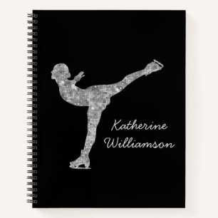 Custom Figure Skating Ice Skating Silver Shimmer Notebook