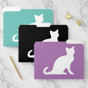 Custom file folders with cute cat silhouette