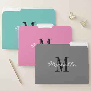 Custom file folders with elegant monogram design 
