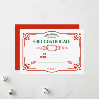 Custom Fill in the Blank Holiday Gift Certificate
