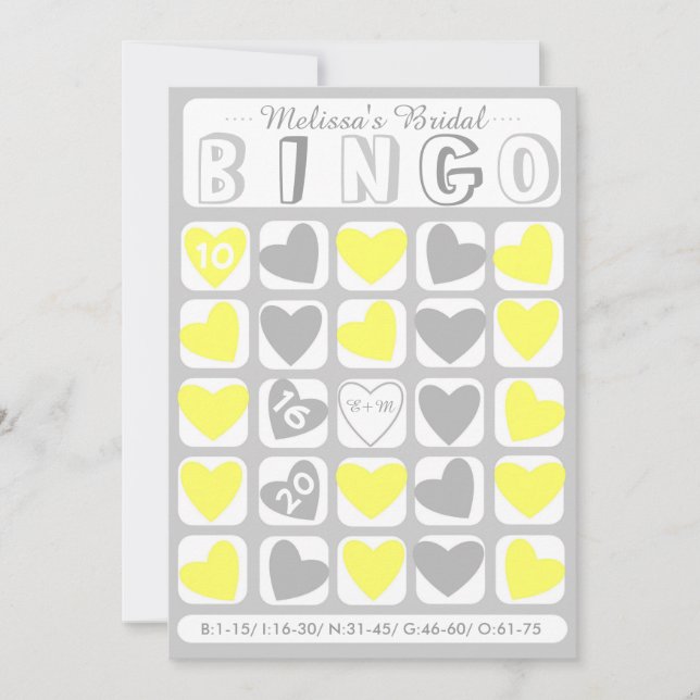 Custom fill it in bridal bingo gray game card (Front)