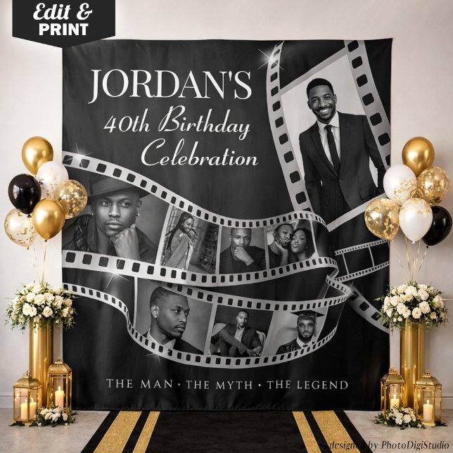 Custom Filmstrip Backdrop Hollywood Party Tapestry (Custom Film Strip Backdrop Hollywood Party Tapestry)
