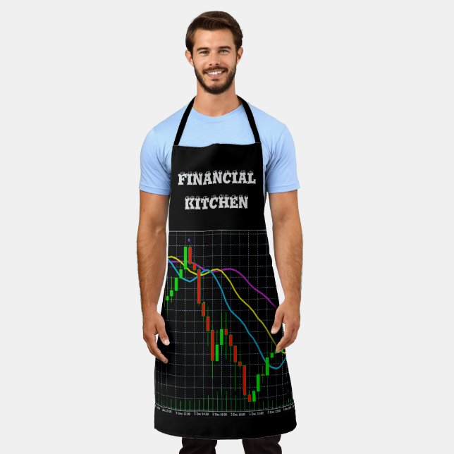 Custom Financial Kitchen Candlestick Chart Apron (Worn)