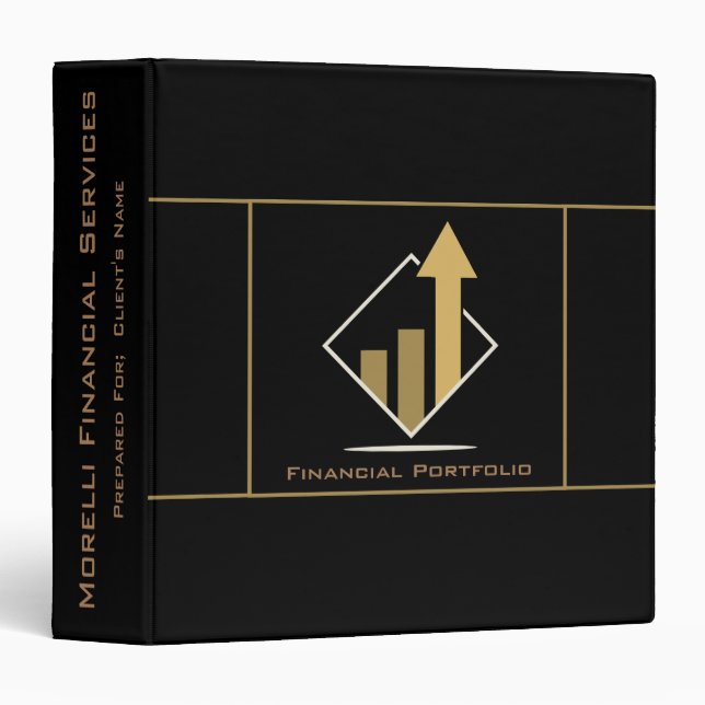 Custom Financial Portfolio Black 3 Ring Binder (Front/Spine)