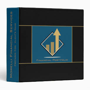 Custom Financial Portfolio Black   Blue 3 Ring Binder