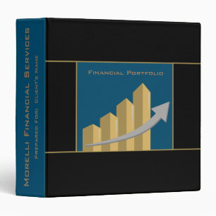 Custom Financial Portfolio Black   Blue 3 Ring Binder