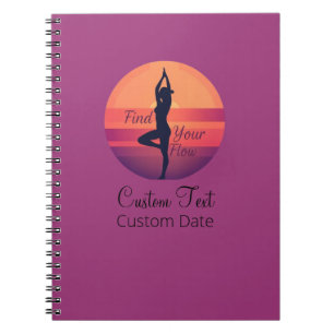 Custom Find Your Flow Sunset Yoga Notebook