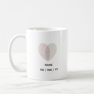 Custom Fingerprint Heart Wedding Anniversary Coffee Mug