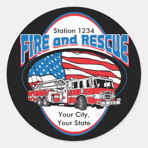 Custom Fire and Rescue Classic Round Sticker