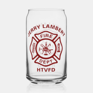 Custom Fire Department Firefighter Badge Can Glass
