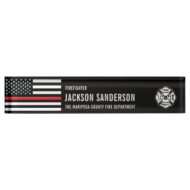 Custom Fire Department Firefighter Desk Name Plate (Front)